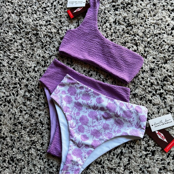 Danielle Brown x Jack’s Swimwear Purple 2-piece Swimsuit + Extra Bottoms S / XS - Picture 2 of 12
